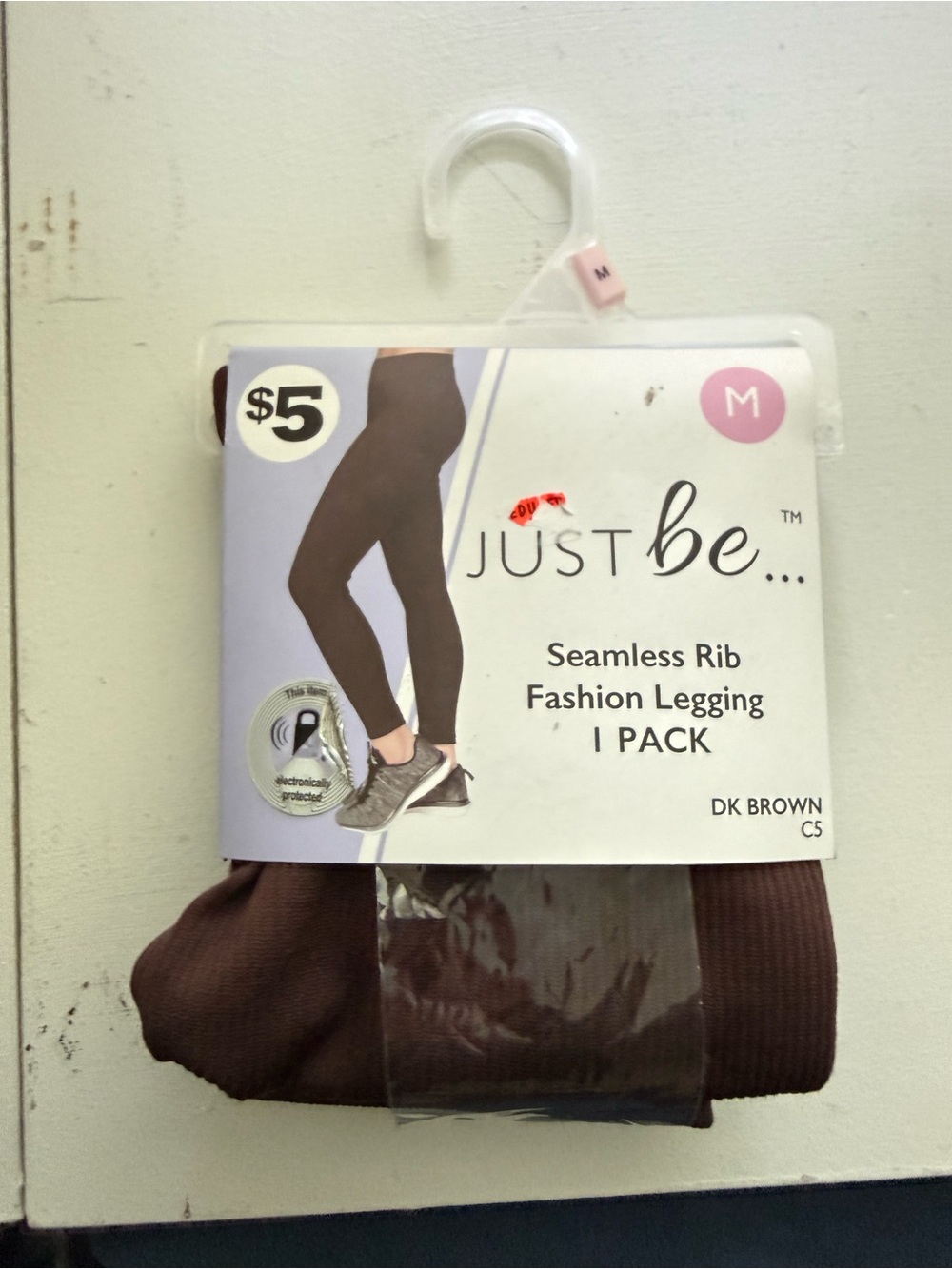 just be Women's Seamless Rib Fashion Legging - Dark Brown (M)